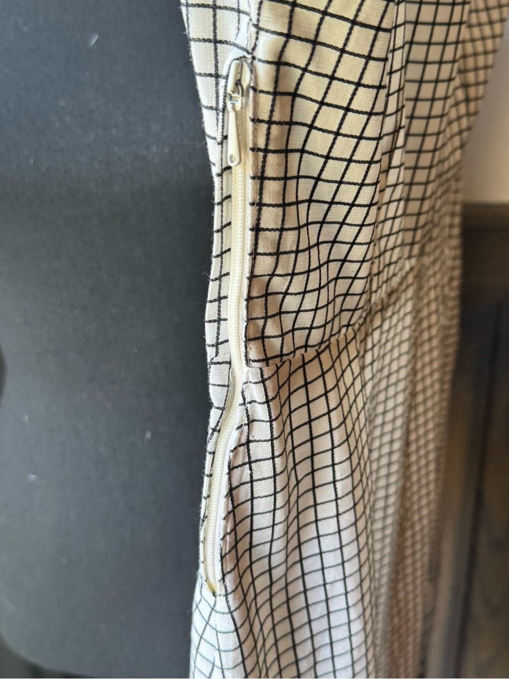 Handmade Classic Black & White Check Collared Day Dress - Picture 7 of 8